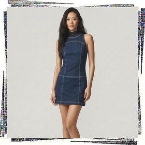 NWT:  Dark Denim Mock Neck Mini Dress (M) by Pilcro